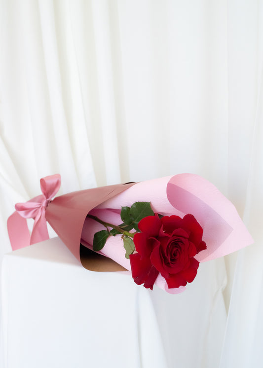 'Be Mine' Red Rose - Single Stem